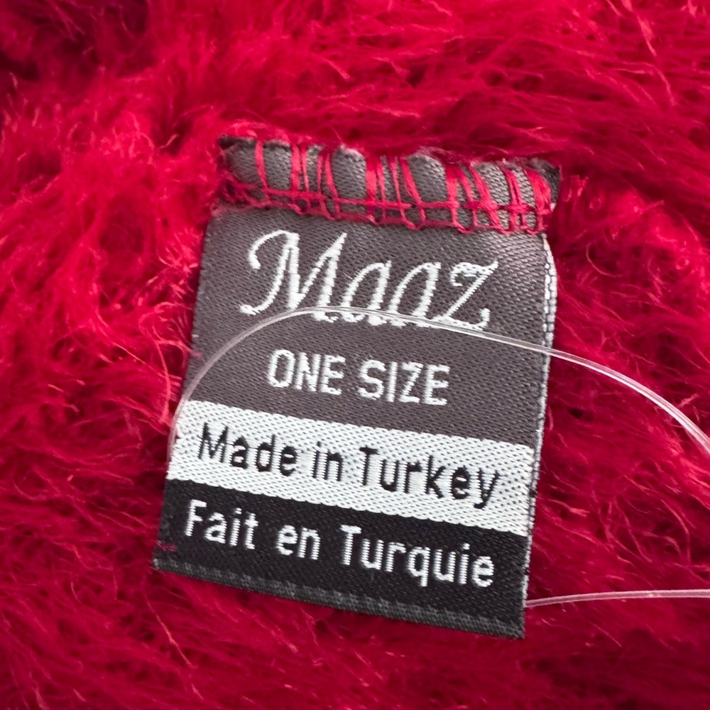 VTG One Size Red Shawl Knitted Tasseled Turkish Hi Low Sweater Cardigan Maaz - Picture 4 of 5